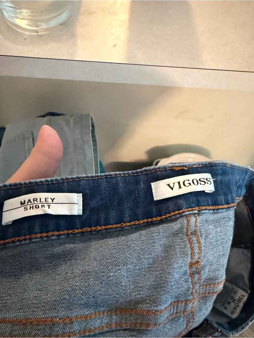 Vigoss Distressed Medium Blue Denim Cutoff Shorts - Picture 3 of 4